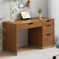 48 Inch Small Desk with 4 Drawers, Computer Desk with Storage File Cabinet for Bedroom, Home Office Desk with Storage for Small Space, Brown