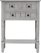 Knocbel Slim Antique Entry Console Table with Drawers & Bottom Open Shelf, Solid Wood Sofa Couch Table for Entryway Hallway Living Room (Gray Wash)