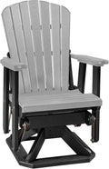 DutchCrafters Slat Fan Back Poly Adirondack Swivel Glider Outdoor Patio Chair (Black & Light Gray)