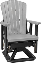DutchCrafters Slat Fan Back Poly Adirondack Swivel Glider Outdoor Patio Chair (Black & Light Gray)