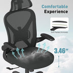 ZZH Ergonomic Office Chair Set of 8 with Adjustable Lumbar Support and Headrest, Mesh Home Office Desk Chair with Wheels and Flip-up Arms, Black