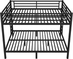 Bellemave Queen Over Queen Bunk Bed for Adults, Queen Size Bunk Beds Frame with 2 Side Ladder and Full Length Guardrail, Easy Assemble Bunkbeds, Noise Reduced, Mattress Not Included, Black