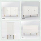 HLR Sideboard Buffet Cabinet, 48" Modern Accent Cabinet with 4 Door and Removable Shelves, Credenza with Storage for Living Room, Dinning Room, Entryway, White