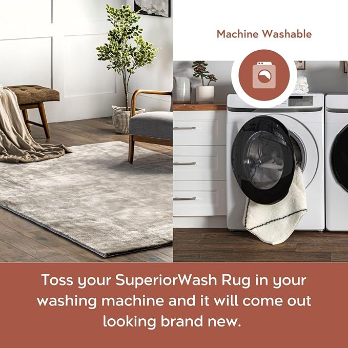 nuLOOM 2' x 10' Cozy Plush SuperiorWash Area Rug, Machine Washable, Non-Slip, Soft Fluffy Shag Carpet for Living Room Bedroom Kids Room Nursery Home Decor, Loni Beige
