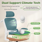 Office Chair Ergonomic Desk Chairs with Adjustable Lumbar Support& Headrest Hanger, High Back Breathable Mesh Chair with Wheels, Rolling Swivel Comfy Task Computer Chair for Home Work Gaming