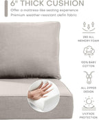Luxury 24x24x6 Inch Outdoor Cushions for 5 Peice Patio Furniture Set - Set of 5 Water-Resistant Pillow for Dining Rocking Swivel Chairs Loveseat Couch Sectional Sofa - Beige