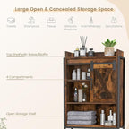 LOKO Over The Toilet Storage Cabinet, Freestanding Bathroom Space Saver with Adjustable Shelves & Sliding Barn Door, 4-Tier Over Toilet Bathroom Organizer, 25 x 9.5 x 67.5 inches (Rustic Brown)