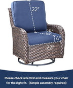 Pop 22x25/22x24 Outdoor Cushions for Patio 5 Piece Set - Set of 5 Water-Resistant Replacement Cushion for Wicker Dining Rocking Chairs Loveseat Couch Sectional Sofa - Navy Blue/Classic