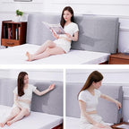 Upholstered Full Headboard, No Tools Needed, Wall Mounted Headboard with Removeable Washable Linen, Multi-Functional Backrest (Grey)