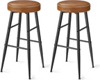 VASAGLE EKHO Collection - Bar Stools Set of 2, Bar Height Bar Stools, Kitchen Counter Stools, Mid-Century Modern Backless Counter Stools, 30-Inch Tall, Kitchen Island Home Bar, Caramel Brown