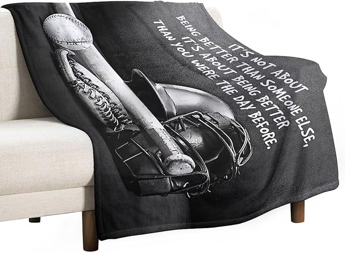 Baseball Throw Blanket for Kids & Adults - Soft, Warm, Cozy Fleece for Couch, Sofa, Bed - 50"x60"