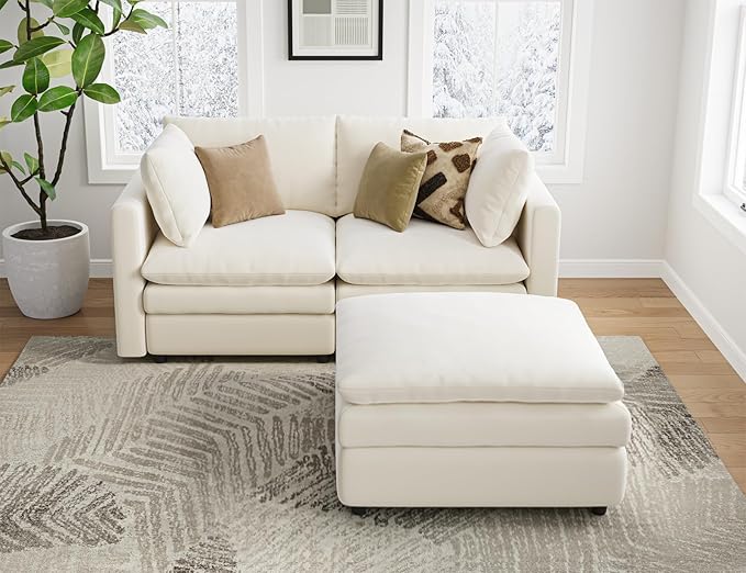 Cloud Couches for Living Room L Shaped Sectional Couch with Ottoman Deep Plush 3 Seats Sofa, Modern Sofa for Bedroom and Apartment
