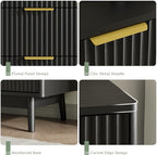 LYNSOM Fluted 8 Drawer Dresser for Bedroom, 55" Wide Modern Chest of Drawers with Curved Profile Design and Metal Handles, Wood Dresser TV Stand & Storage Organizer for Bedroom, Hallway, Black