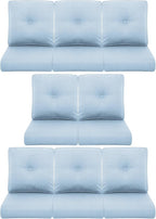 8-Piece Outdoor Patio Cushion Set - Fade & Water Resistant with Removable Olefin Cover, 22x24x4 Inch Memory Foam Cushions for Wicker Sectional Sofa – Baby Blue/Buckle