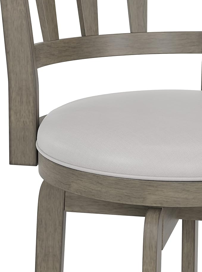 Hillsdale, Presque Isle Wood Bar Height Swivel Stool, 19"D x 17.5"W x 43.5"H, Aged Gray