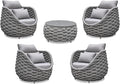 Front Porch Furniture Set: 5 Pieces Aluminum Patio Conversation Set All Weather - Cushioned Outdoor Sofa Set Assembled - Modern Metal Couch Seating for 400lbs Deck Garden Poolside Hotel - Gray