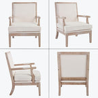 chairus Farmhouse Linen Accent Chair for Living Room, Upholstered Reading Chair with Solid Wood Frame Lounge Arm Chair with High Back for Bedroom, Reception Room, Waiting Room, Beige