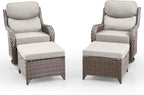 Swivel Patio Chairs sofa Set with 6" Thick Cushion - Wicker Outdoor Swivel Rocker Patio Chair with Side Table, High Back Comfortable Outdoor Glider Chairs - Brown Wicker | Beige Cushions | 4pcs