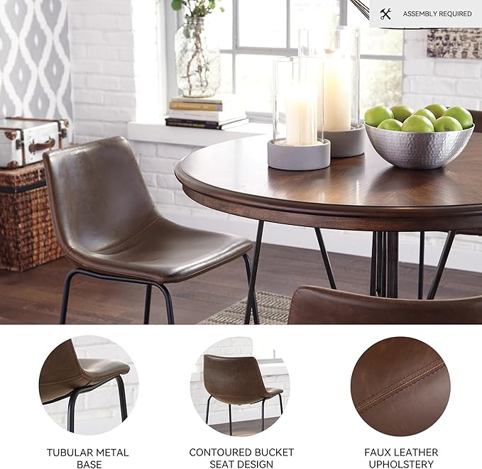 Signature Design by Ashley Centiar 24" Counter Height Modern Bucket Barstool 2 Count, Brown