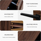 59" Sideboard Buffet Cabinet with Adjustable Shelves, Modern Storage Cabinet with Arched 3D Carved Wood Doors, Credenza Accent Cabinet for Living Room, Dining Room, Entryway,Walnut