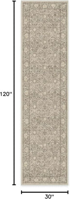 RUGGABLE x Morris & Co Machine Washable Runner Rug – Montreal Natural Stone 2.5x10, Stain-Resistant, Non-Slip – Washable Rug for Hallway, Entryway, Living Room & Kitchen–with Cushioned Pad