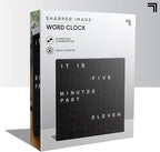 Sharper Image LED Word Digital Clock, 7.75", Black Finish, Light-Up Desk & Wall Clock, Modern Time Display, Shelf or Wall Decor for Home Office, Living Room, Kitchen & Bedroom, Housewarming Gift