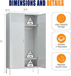 Metal Storage Cabinets Locker with Hanging Rod and Adjustable Shelves, 71'' Clothing Steel Storage Wardrobe for Home & Office, School, Employee,Gym(White, 71''H-Wardrobe)
