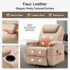 Recliner Chair, Rocking Chair with Massage and Heat, 360° Swivel Recliner Chairs for Adults, Rocker Manual Recliner with Remote Control and Cup Holder for Living Room, Bedroom, Nursery