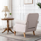 chairus Linen Accent Chair for Living Room Set of 2 Upholstered Mid Century Modern Single Sofa Chair with Solid Wood Legs Comfy Reading Chair Armchair for Bedroom/Office Room/Recption/Lounge, Cream