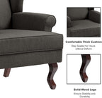 Accent Chair, High Back Upholstered Armchair with High Resilience Sponge & Wood Legs, Mid-Century Modern Comfy Single Sofa Reading Chairs for Living Room, Bedroom (Dark Grey, Set of 2)