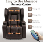 URRED Power Lift Recliner Chair for Elderly, Electric Massage Recliner with Heat, Infinite Position Adjustment, Faux Leather Lift Chair with Cup Holders, Side Pockets & USB Port – Brown