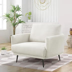 Oversized Accent Chair for Living Room Chairs Reading Arm Chair Comfy Modern Single Sofa Side Chairs with Metal Legs & Soft Cushion for Bedroom, Waiting Room (Polyster Pearl White, Set of 1)