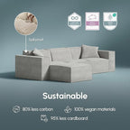 ROVE LAB M1 Modular Sectional Sofa with Ottoman, Sofa in a Box, PetFriendly Modular Couch, Spill-Resistant,Sustainable, Stylish, Modern Sectional Couch for Living Room with SmartFoam Comfort