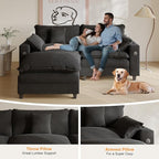 Cloud Couch, Modular Sectional Sofa with Ottoman, Charging Station, Throw Pillows, Cup Holders, Modern Convertible L Shaped Couches for Living Room, Bedroom (Classic Black, 80.7"- L Shape)