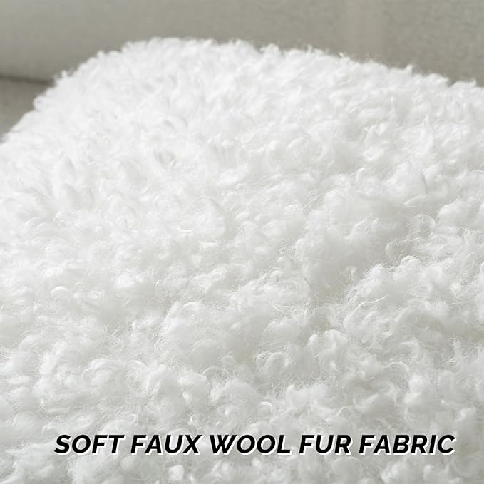 FUTEI Cream White Decorative Throw Pillow Covers 24x24 Inch Set of 2,Soft Fluffy Faux Wool Fur Boucle Textured European Cushion Case,Modern Home Decor for Couch Bed Living Room Office