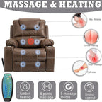 Large Power Lift Recliner Chair Sofa with Massage and Heat for Big and Tall Elderly,Infinite Positions,Dual Motor,Cup Holders,Extended Footrest,Air Leather Home Theater Seat