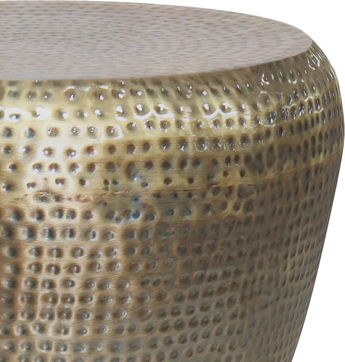 SIMPLIHOME Preston Modern Industrial 22 inch Wide Metal Metal Side Table in Antique Gold, Fully Assembled for the Living Room and Bedroom