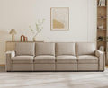 EALSON 119" Modular Sectional Sofa Modern Comfy 4-Seater Couch Sofa Linen Fabric Upholstered Cloud Couches with 24" Deep Seat and Wooden Legs for Bedroom/Living Room/Office, Oatmeal
