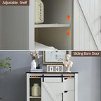 White Dresser for Bedroom with 5 Drawers, 48" Tall w/Sliding Barn Door, Farmhouse 5 Chest of Drawers for Bedroom, Hallway, Living Room, Dining Room, Antique White