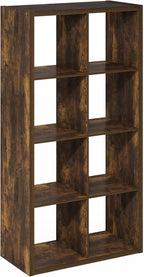 Furinno Cubicle Book Shelf, 8-Cube Thick Frame Bookshelf, Horizontally & Vertically Reversible Bookcase with Open Back, 14.6 x 30 x 57.9, for Living Room, Bedroom, Home Office, Amber Pine