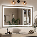 VooBang LED Bathroom Mirror 32 x 48 inches - 3 Adjustable Lighting Modes Lighted Smart Bathroom Vanity Mirror, Anti-Fog, Memory Function, Tempered Glass, Wall Mounted Horizontally Vertically