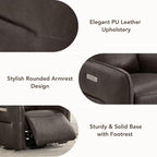 CHITA Power Recliner Chair, Faux Leather Swivel Glider for Adults, Electric Nursery Rocking Chair with USB & Type-C Charging for Living Room, Bedroom, Chocolate Brown