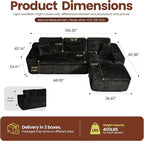 106" Oversized Couch Sofa, L Shape Couches for Living Room, No Assembly Required Plush Velvet Sectional Sofas with Right Facing Chaise for Home Apartment