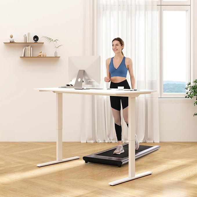FLEXISPOT E3 Dual Motor Electric Standing Desk 48x24 Inch Whole-Piece Board Height Adjustable Electric Sit Stand Desk (White Frame + White Desktop, 2 Packages)