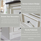 Farmhouse 7 Drawers Dresser for Bedroom, 57" Tall Dressers & Chests of Drawers w/Roman Column, Large Storage Dressers Organizer for Bedroom, Hallway, Living Room, White