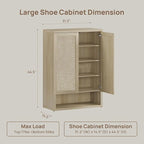 SICOTAS Rattan Shoe Storage Cabinet - Modular Shoe Cabinets with Door Tall Large Shoe Cabinet Storage for Entryway - 31.2" Wide Modular Cabinet for Hallway, Living Room
