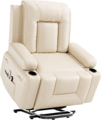 GarveeHome Oversized Wide Power Lift Recliner Chair - Heat and Massage, PU Leather, Adjustable Back and Legs, Electric Lift Chair Designed for The Elderly and People with Mobility impaired