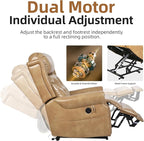 Large Power Lift Recliner Chair for Elderly, Oversized Lay Flat Lift Chair with Adjustable Headrest, Leather Recliner Chairs with Massage and Heat, Infinite Position,Extended Footrest,Beige