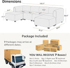 VANOMi Oversized Modular Sectional Sofa, U-Shaped Sectional Couches for Living Room, 6 Seats Modular Sofa with Reversible Chaises, Camel