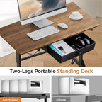 COMHOMA Small Standing Desk Adjustable Height Small Computer Desk Mobile Portable Rolling Laptop Table with Wheels 32" Computer Workstation Sit Stand Desks Portable Standing Table Treadmill desks